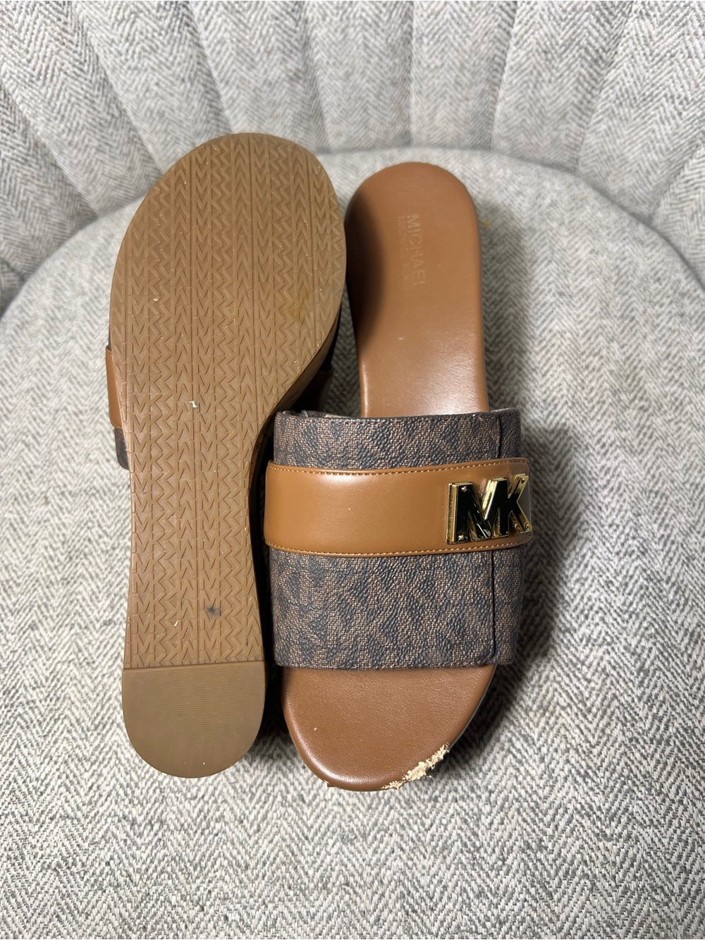 Michael Kors Jilly Platform Slide Sandals in Brown, Women’s Size 8
